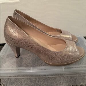 Ecco Metallic Peep-Toe Heels